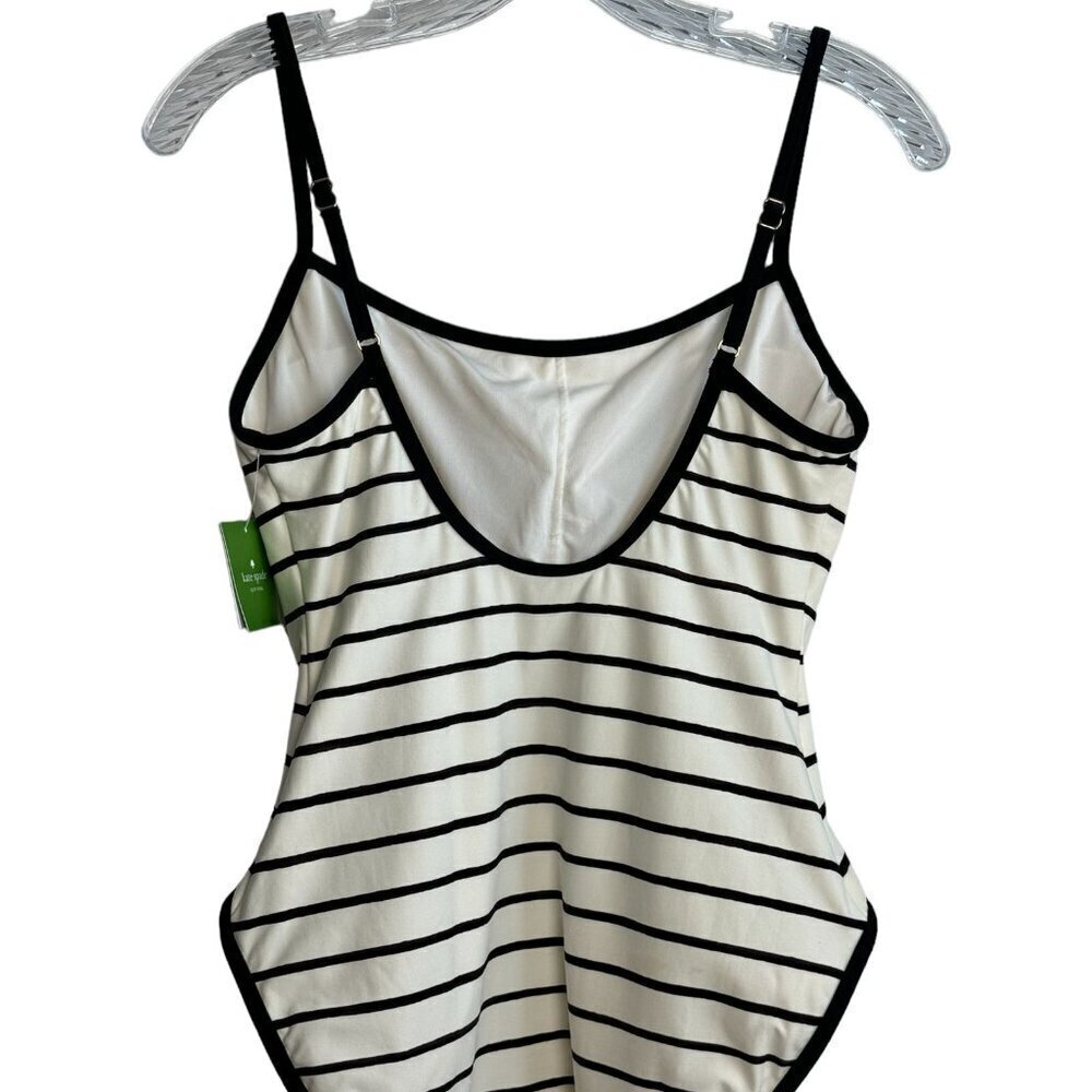 Kate Spade NY NWT $138 Bathing Beauty Graphic Striped 1-Piece Swimsuit Cream LG - Picture 6 of 8